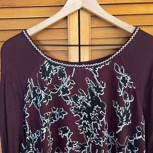 Plus Burgundy Floral Blouse